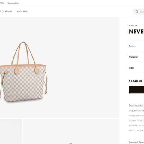 Louis Vuitton LV Neverfull白格中号购物袋N41605 N41361