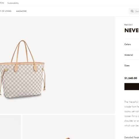 Louis Vuitton LV Neverfull白格中号购物袋N41605 N41361