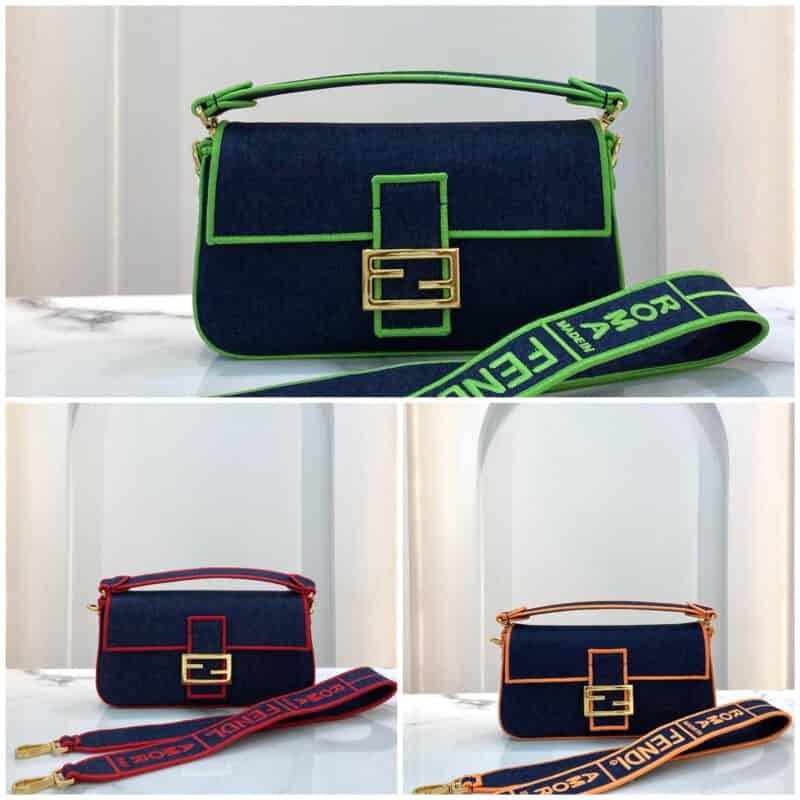 FENDI芬迪Baguette水洗牛仔布法棍包771