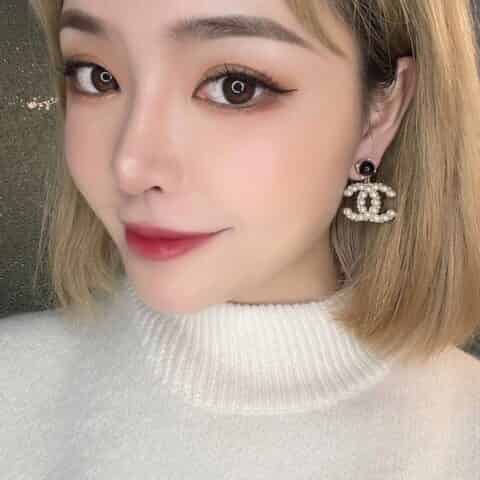 新款 CHANEL香奈儿双c珍珠耳钉耳环