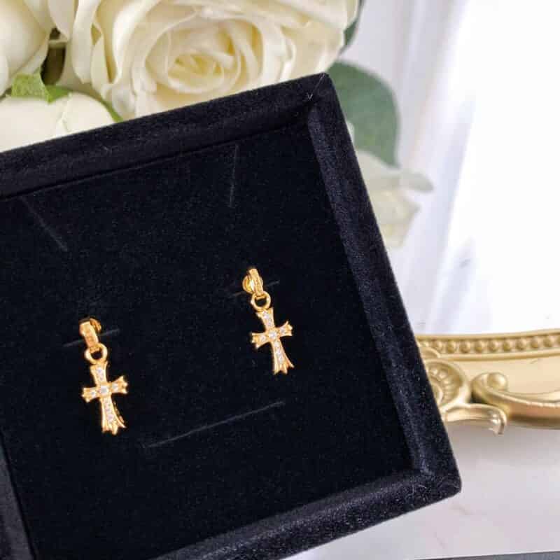 经典爆款 克罗心金色十字架耳钉耳环