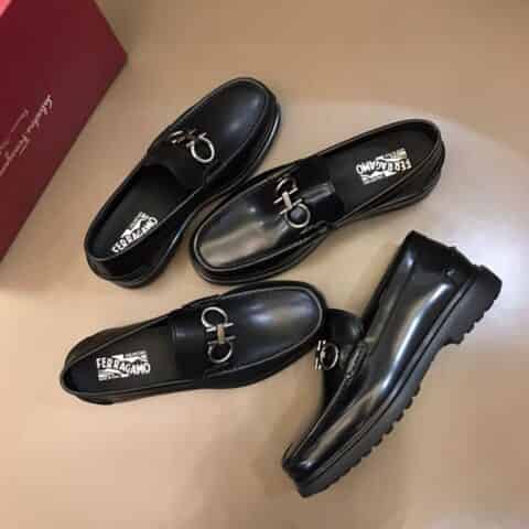 Salvatore Ferragam 街头风范与厚底鞋原版/漆皮小牛皮乐福鞋