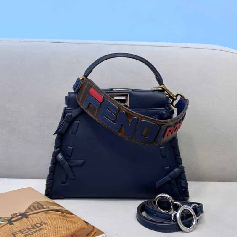 FENDI芬迪小蝴蝶结装饰意大利牛皮PEEKABOO手提包5510S