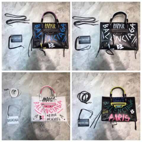 Balenciaga巴黎世家原版牛皮涂鸦蝙蝠包305576