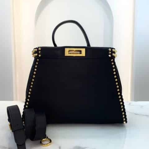 FENDI芬迪波浪边缘电镀尖钉五金装饰手提袋9109M