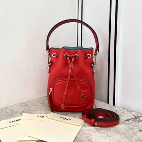 FENDI芬迪logo皮全手工缝制迷你桶包658