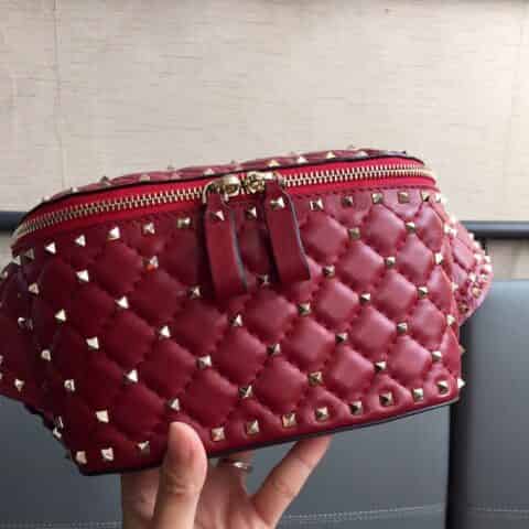 valentino华伦天奴金钉羊皮新款腰包0046L