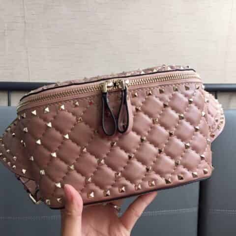 valentino华伦天奴金钉羊皮新款腰包0046L