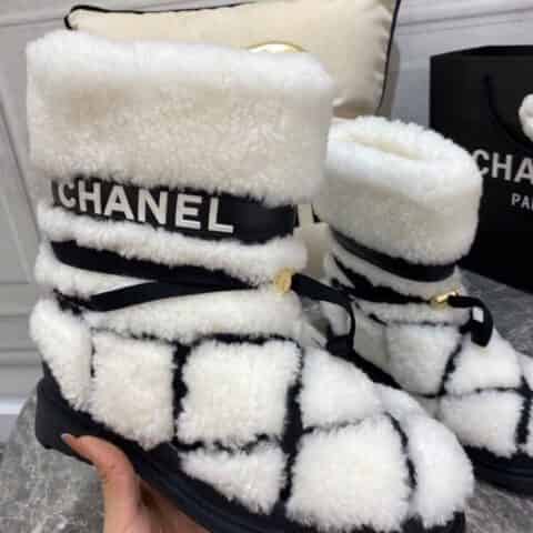 chanel香奈儿     小香羽绒羊毛雪地靴系列短靴