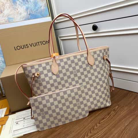 LV Neverfull 白格中号购物袋 N41605 N41361