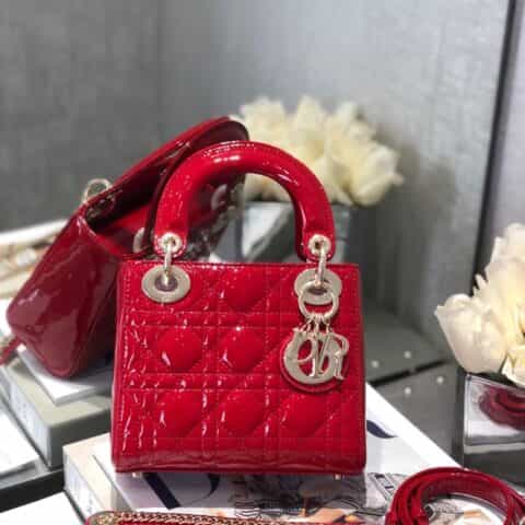 Dior迪奥 Mini lady classic系列漆皮三格戴妃包