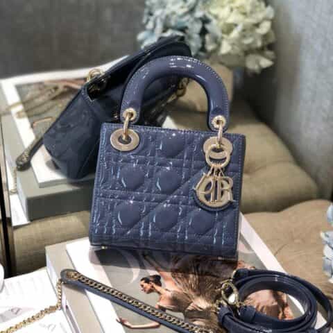 Dior迪奥 Mini lady classic系列漆皮三格戴妃包