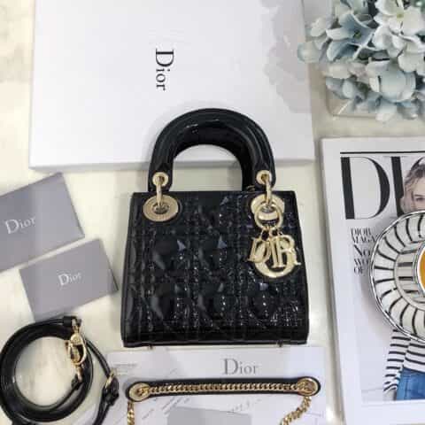 Dior迪奥 Mini lady classic系列漆皮三格戴妃包