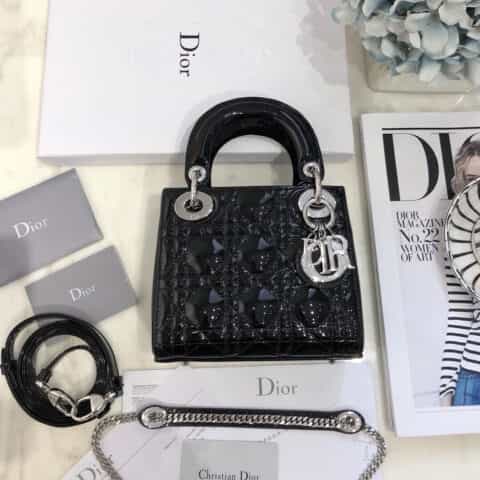 Dior迪奥 Mini lady classic系列漆皮三格戴妃包