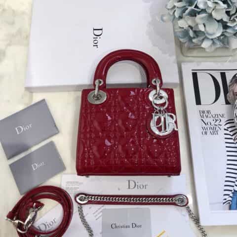 Dior迪奥 Mini lady classic系列漆皮三格戴妃包