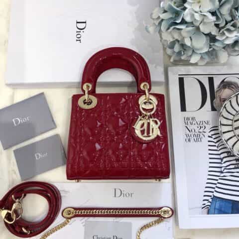 Dior迪奥 Mini lady classic系列漆皮三格戴妃包