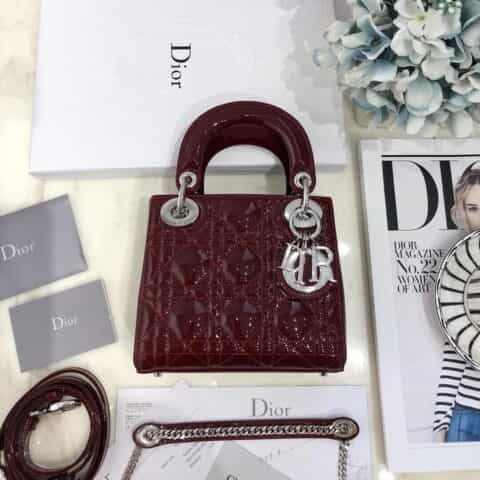 Dior迪奥 Mini lady classic系列漆皮三格戴妃包