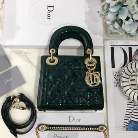 Dior迪奥 Mini lady classic系列漆皮三格戴妃包