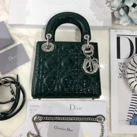 Dior迪奥 Mini lady classic系列漆皮三格戴妃包