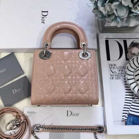 Dior迪奥 Mini lady classic系列漆皮三格戴妃包