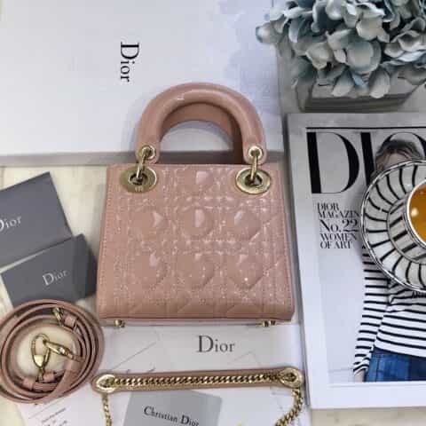 Dior迪奥 Mini lady classic系列漆皮三格戴妃包