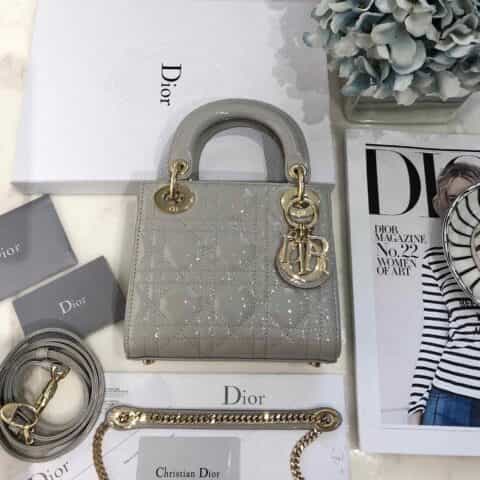 Dior迪奥 Mini lady classic系列漆皮三格戴妃包