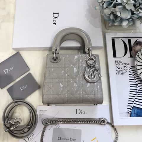 Dior迪奥 Mini lady classic系列漆皮三格戴妃包