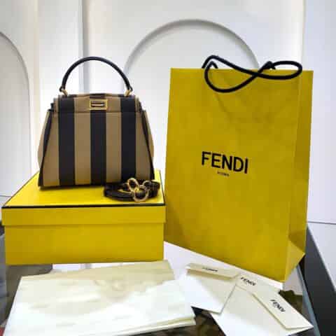 FENDI芬迪条纹图案复古风peekaboo手袋2122M 2122S