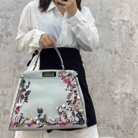 FENDI芬迪柳钉花朵PEEKABOO手袋7109