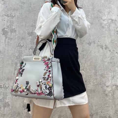 FENDI芬迪柳钉花朵PEEKABOO手袋7109