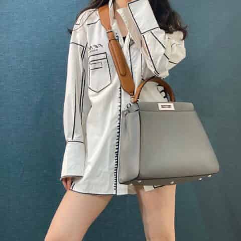 FENDI芬迪灰色Peekaboo手袋8336M