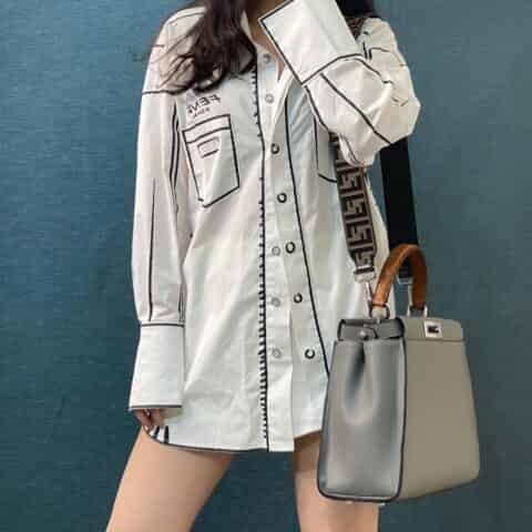 FENDI芬迪灰色Peekaboo手袋8336M