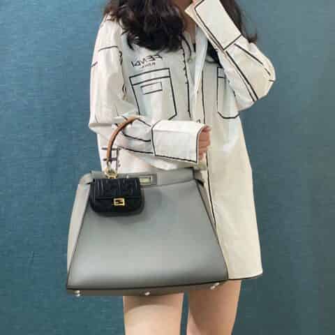 FENDI芬迪灰色Peekaboo手袋8336M