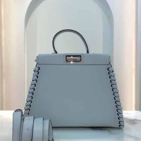 FENDI芬迪牛皮缘边牛皮编织PEEKABOO手袋9210M