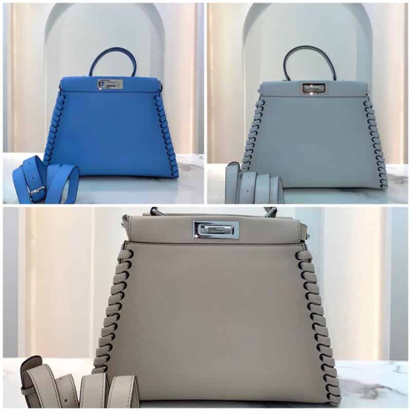 FENDI芬迪牛皮缘边牛皮编织PEEKABOO手袋9210M