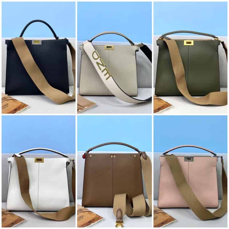 FENDI芬迪经典荔枝纹皮纯手工缝制peekaboo手袋305S