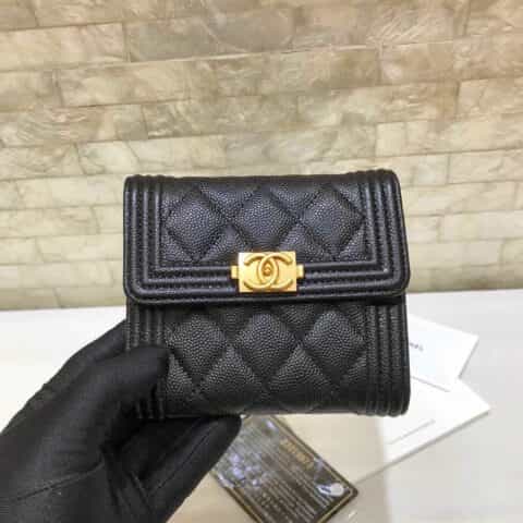 Chanel香奈儿 原单进口球纹短三折钱夹 A80734