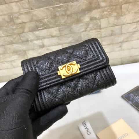 Chanel香奈儿 新款球纹限量boy款拉链卡包零钱包 A80602