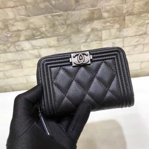 Chanel香奈儿 新款球纹限量boy款拉链卡包零钱包 A80602