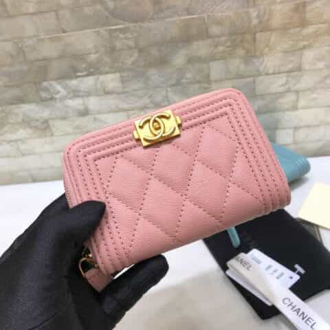 Chanel香奈儿 新款球纹限量boy款拉链卡包零钱包 A80602