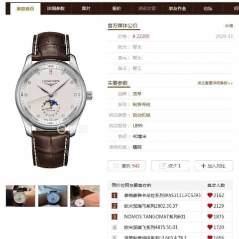浪琴名匠系列L2.909.4.78.3月相腕表