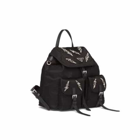 Prada普拉达 闪电水钻款尼龙双肩包 1BZ006