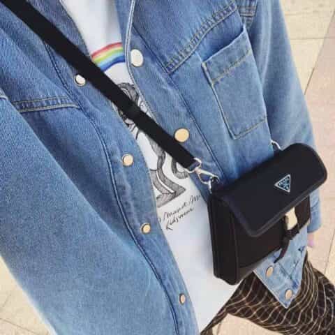 Prada Re-Nylon再生尼龙和Saffiano皮革手机包 2ZH108