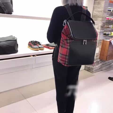 LOEWE罗意威 Goya Backpack毛呢背包 0270红黑拼色