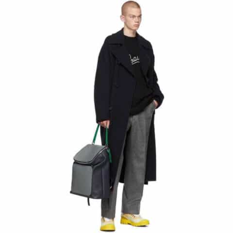 LOEWE罗意威 牛皮革Goya Backpack背包 0270雾蓝深蓝拼色