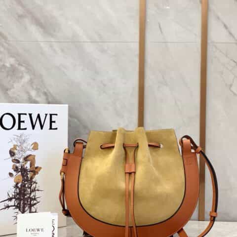 LOEWE罗意威 Horseshoe飞碟包 0526棕黄拼色