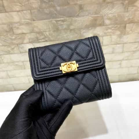 Chanel 拼色球纹皮 短三折钱夹 A80734