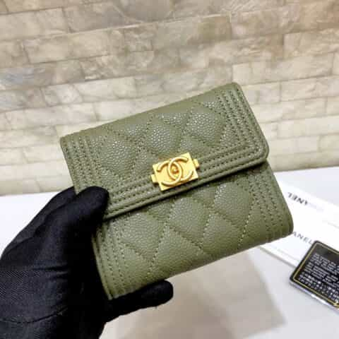 Chanel 拼色球纹皮 短三折钱夹 A80734