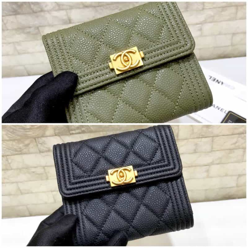 Chanel 拼色球纹皮 短三折钱夹 A80734