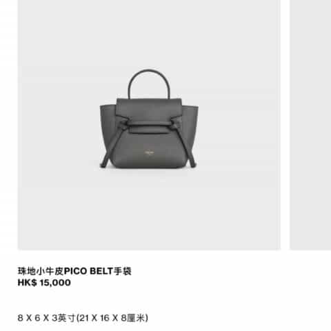 Celine思琳 BELT PICO BAG 鲶鱼包 194263深灰色